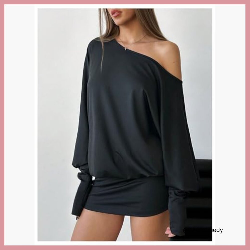 Polyester Elastane Off Shoulder Long Sleeve Bodyc… - image 2